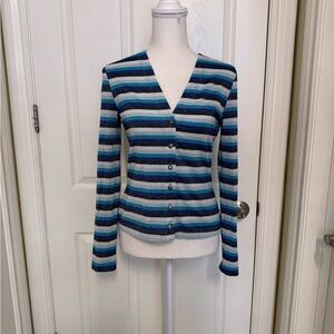 Moschino Blue and Black Striped Cardigan